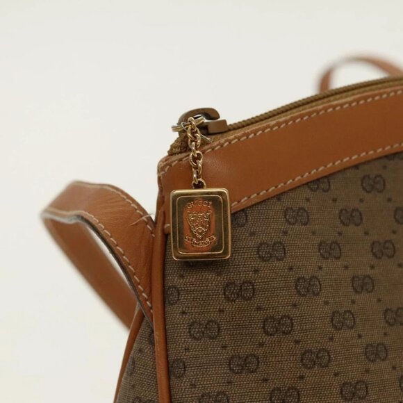 GUCCI Micro GG Canvas Shoulder Bag Beige Gold - Picture 9 of 16
